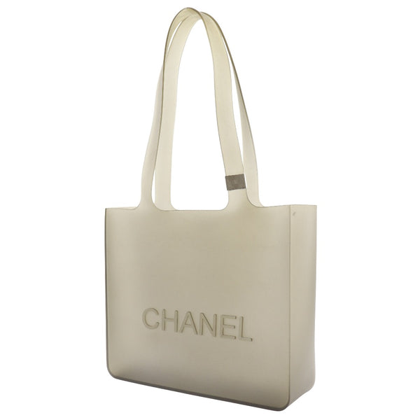 [CHANEL] Chanel 
 Logo Tote Bag
 Rubber gray shoulder handbag A5 Open LOGO Ladies