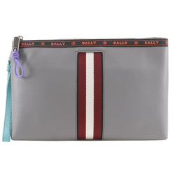 [Bally] Barry Land Clutch Sac Barry en cuir rayé Gris Hands Gris A5 Fastland Heartland Men A Rank