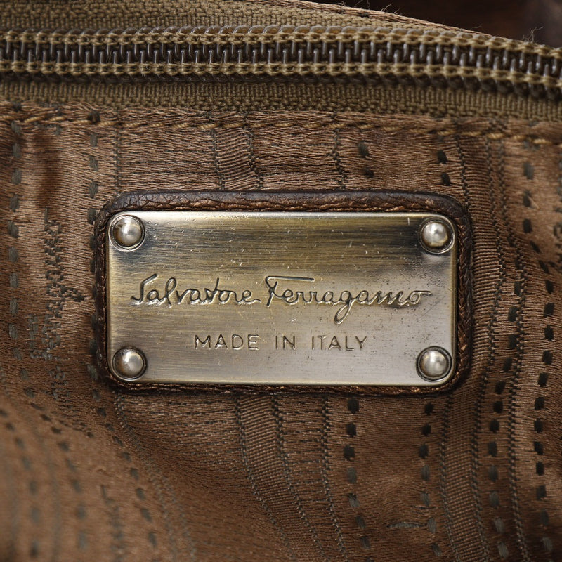 [Salvatore Ferragamo] Salvatore Ferragamo sac fourre-tout en cuir épaule à thé