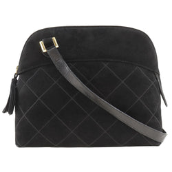 [Salvatore Ferragamo] Salvatore Ferragamo 
 Bolso de hombro acolchado 
 BA214787 Swed Black Diagonal Zipper Acolchante Damas