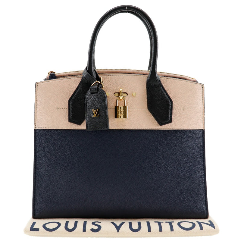 [Louis Vuitton]LOUIS VUITTON Citister's MM Handbag Bicolor M42496 Calfskin navy blue/Raspberry Pink NZ2128 engraved handbill A5 open CITY Steamer MM Ladies