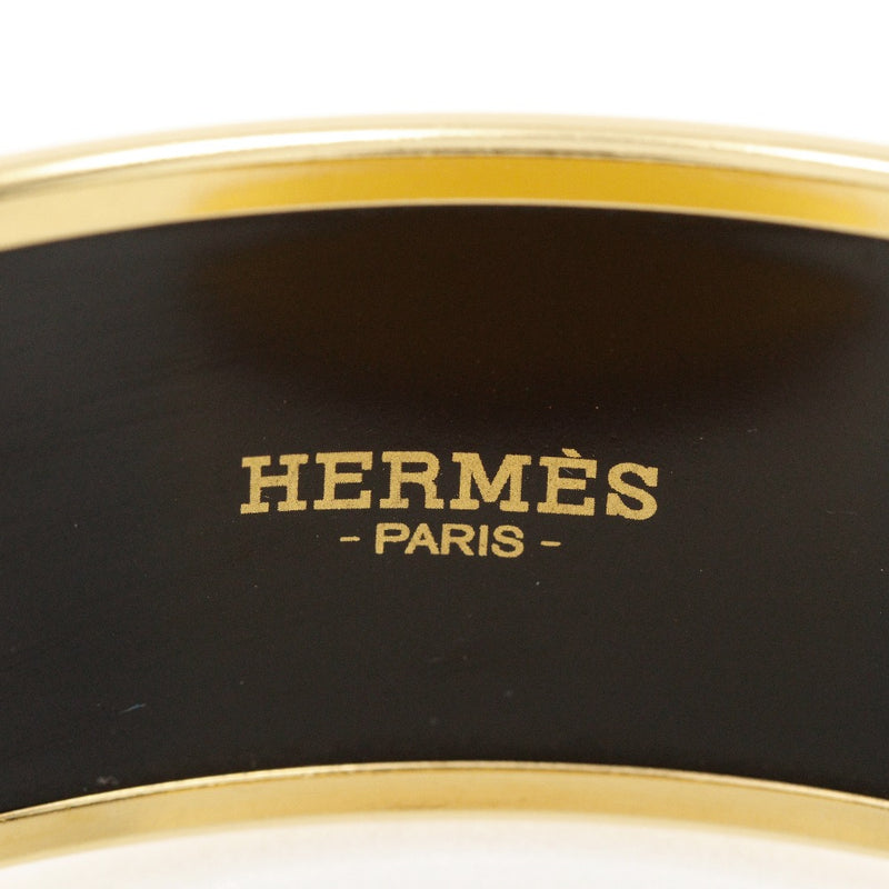 [Hermes] Hermes 
 Emaille GM Bangle 
 Horse Seven Treasure Wake Gold Plating Negro Aproximadamente 44.7g Correo electrónicogm Damas A-Rank