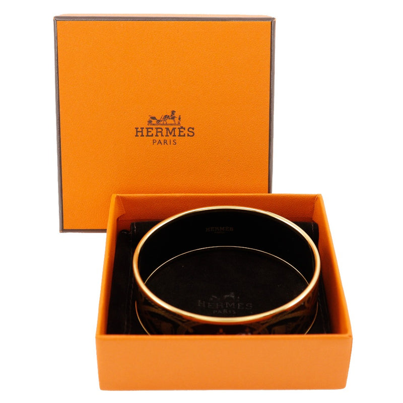 [Hermes] Hermes 
 Emaille GM Bangle 
 Horse Seven Treasure Wake Gold Plating Negro Aproximadamente 44.7g Correo electrónicogm Damas A-Rank