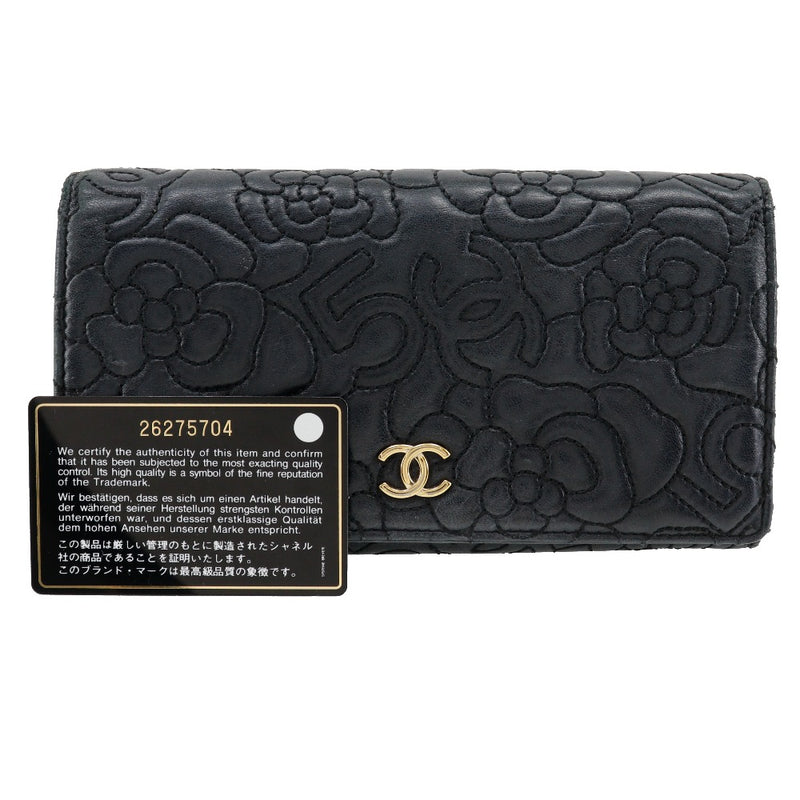 [CHANEL] Chanel 
 Camelia No.5 Purse
 Ramskin Black Snap button CAMELLIA NO5 Ladies