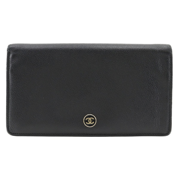 [CHANEL] Chanel COCO Button Purse A20904 Leather Black Open COCO Button Ladies B-Rank