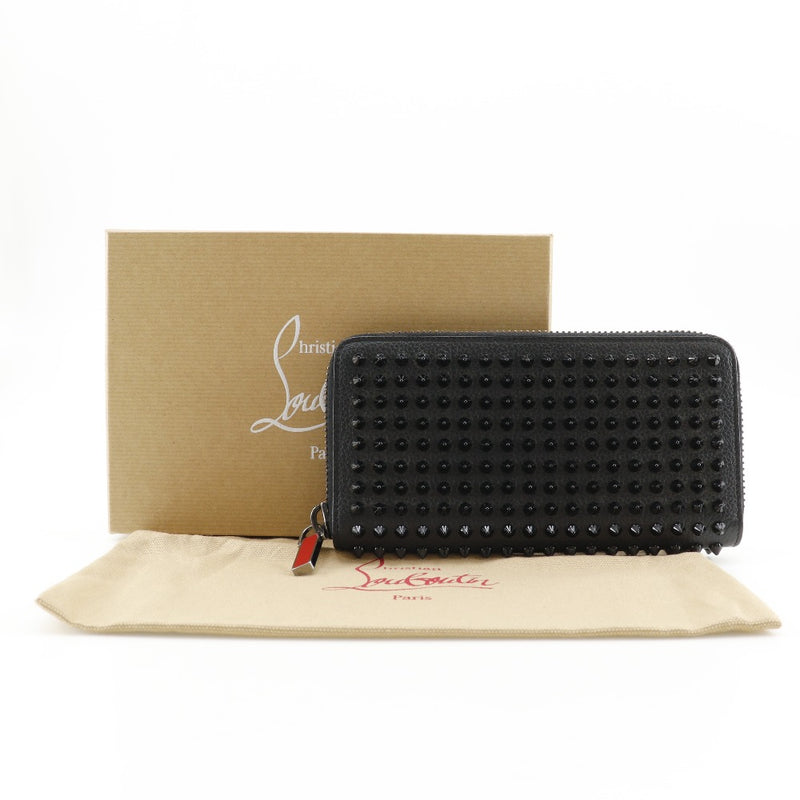 [Christian Louboutin] Christian Lubitin Panetone Long Wallet Studs 1165044 CM53 Ternero Negro Panettone Panettone Unisex