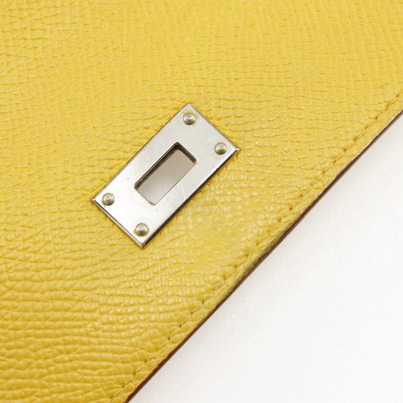 [HERMES] Hermes 
 Kelly Wallet Purse
 Leather yellow beltHardware Kelly Wallet Ladies B-Rank