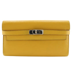 [Hermes] Hermes Kelly Portefeuille Long Portefeuille Cuir en cuir jaune Bracket Kelly Wallet Dames B-Rank