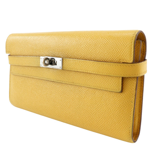 [HERMES] Hermes 
 Kelly Wallet Purse
 Leather yellow beltHardware Kelly Wallet Ladies B-Rank