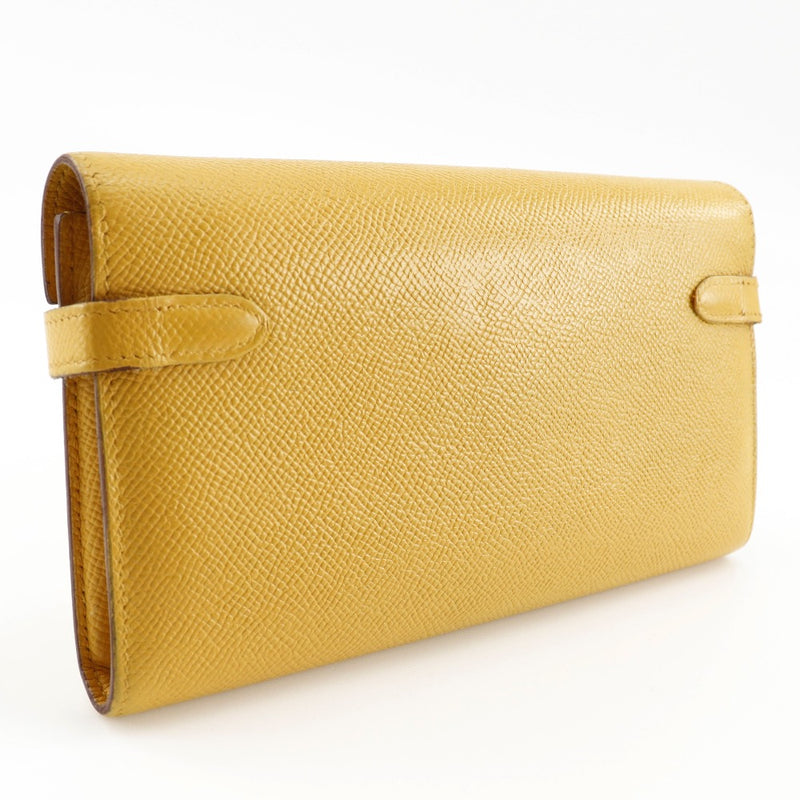 [Hermes] Hermes Kelly Portefeuille Long Portefeuille Cuir en cuir jaune Bracket Kelly Wallet Dames B-Rank