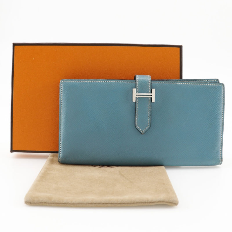 [HERMES] Hermes 
 Beansfure Purse
 Leather light blue □ L engraved beltHardware Beansufla unisex