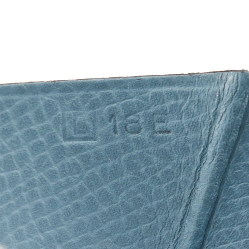 [HERMES] Hermes Beansfre Purse Leather light blue □ L engraved beltHardware Beansufla unisex