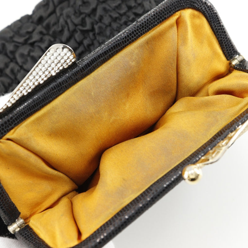 [FENDI] Fendi 
 Gamaguchi clutch bag 
 Pouch Satin× Canvas black snap button GAMAGUCHI Ladies