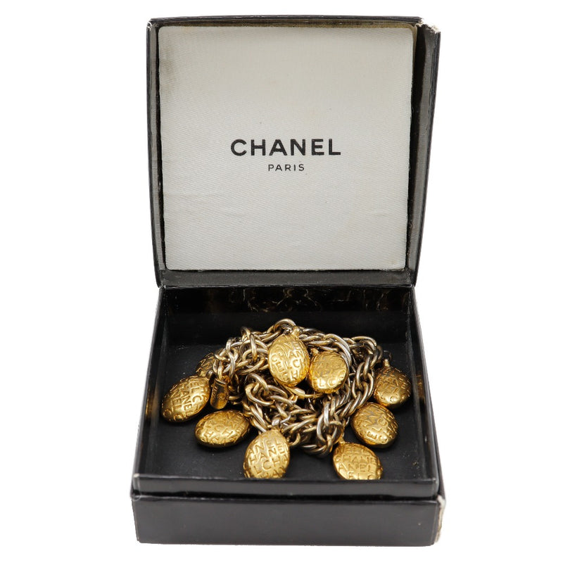 [Chanel] LOGO DE CHANEL OVAL Bracelet 3 enchapado de oro vintage consecutivo alrededor de 97.0g logotipo damas ovales