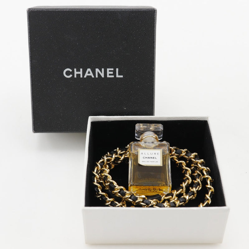 [CHANEL] Chanel Perfume Bottle Necklace Allur Plated Gold× Leather about 32.2g Perfume Bottle Ladies