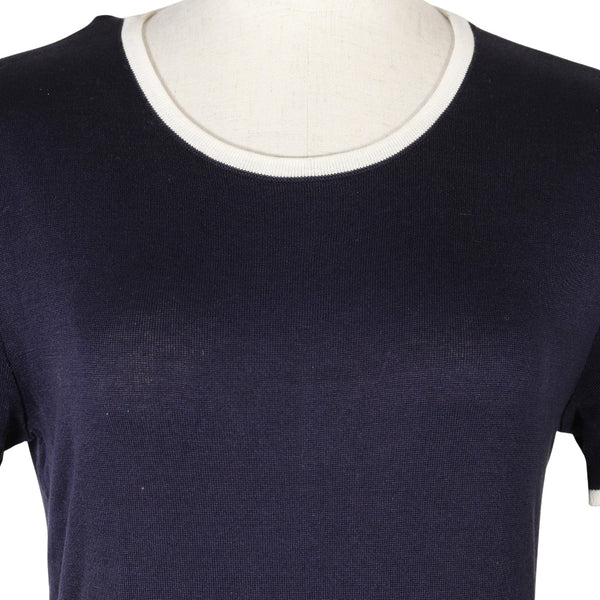 [CHANEL] Chanel 
 Short sleeve knit 
 96p P06382 Cotton Navy Short Sleeve Ladies