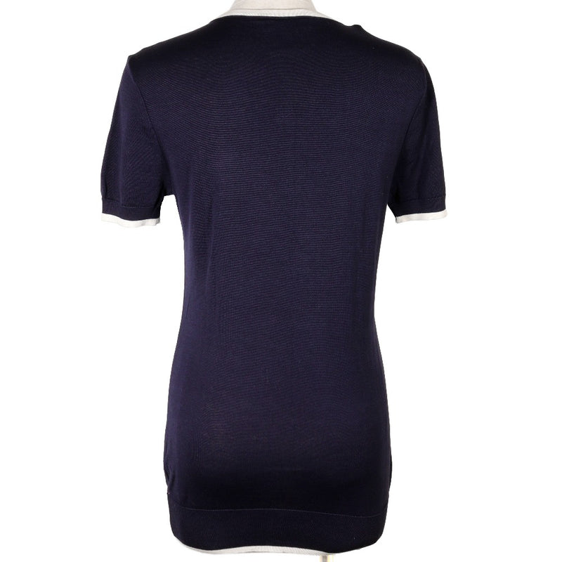 [CHANEL] Chanel 
 Short sleeve knit 
 96p P06382 Cotton Navy Short Sleeve Ladies