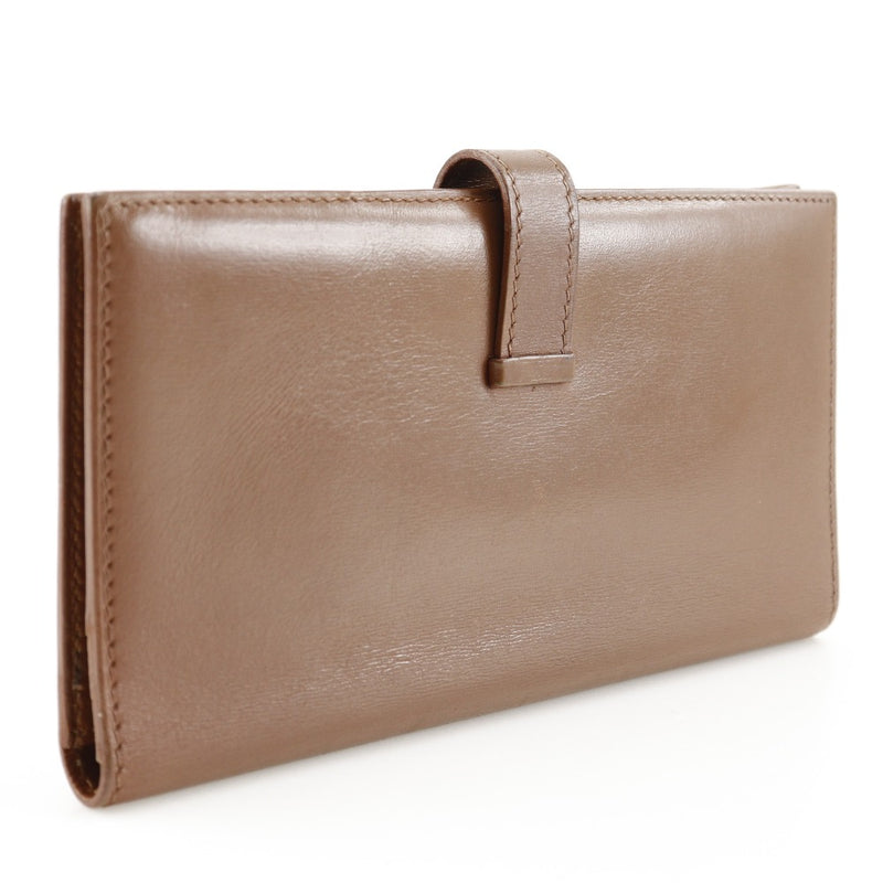 [Hermès] Hermes Bean Classic Long Wallet Box Curf Thé □ F GRACKET GRAVED BELLE BAAN Classic Unisexe