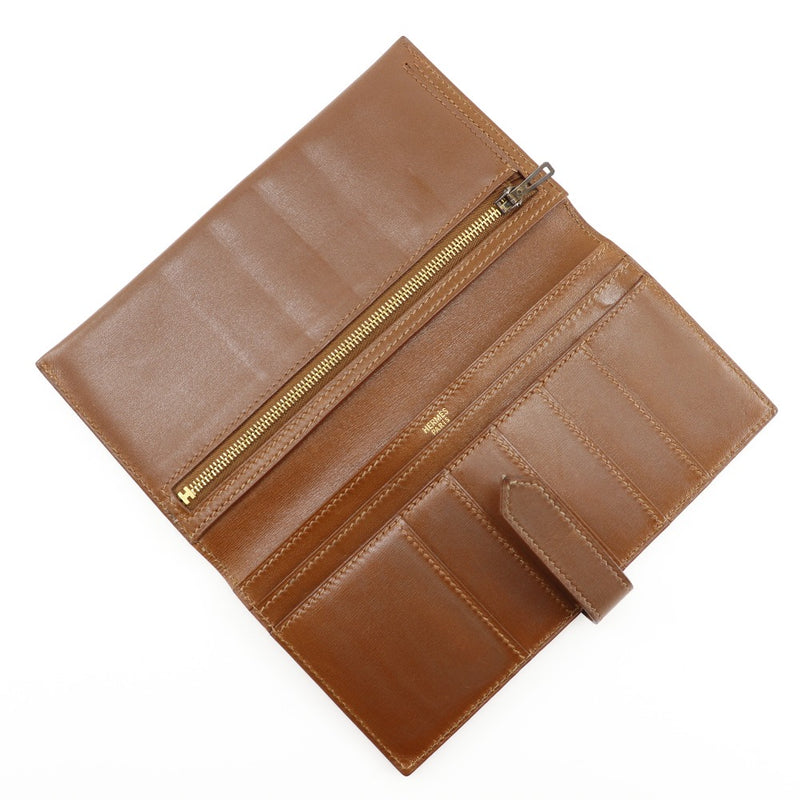 [Hermes] Hermes Bean Classic Long Wallet Box Curf Tea □ F 새겨진 벨트 브래킷 Baan Classic Unisex