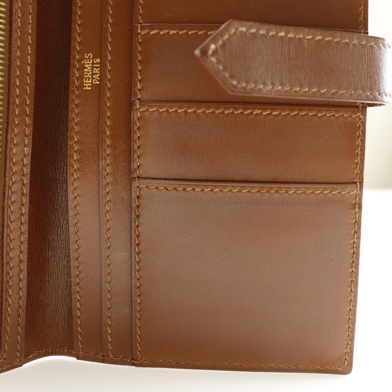 [Hermes] Hermes Bean Classic Long Wallet Box Curf Tea □ F 새겨진 벨트 브래킷 Baan Classic Unisex