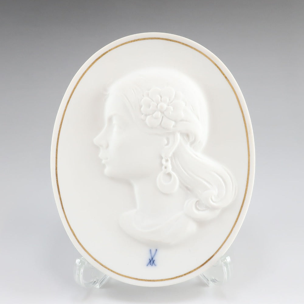 MEISSEN マイセン 吹田恭啓 陶板画 プラーク 飾り 置き物 白磁 横顔 Meissen】マイセン 吹田恭啓 レリーフ 置物 オブジェ – NISHIKINO