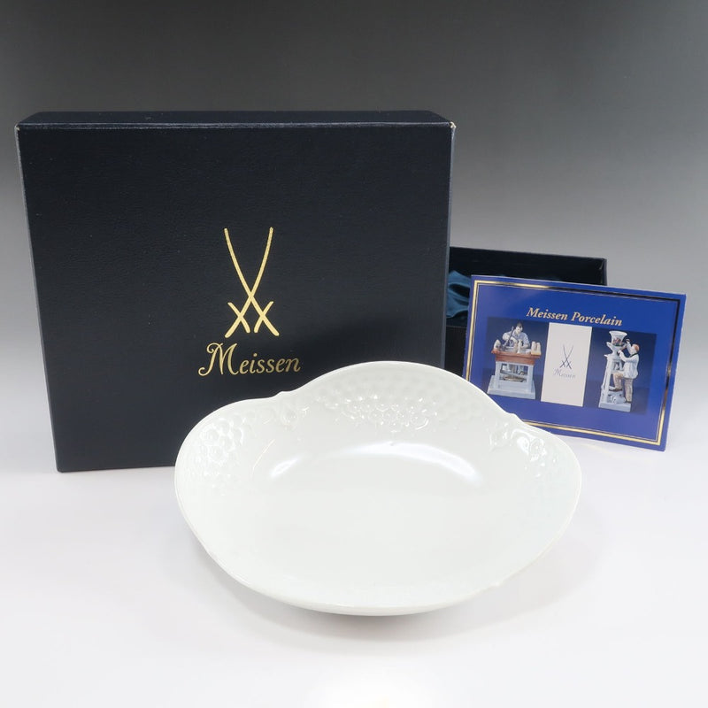 マイセンホワイトレリーフ皿