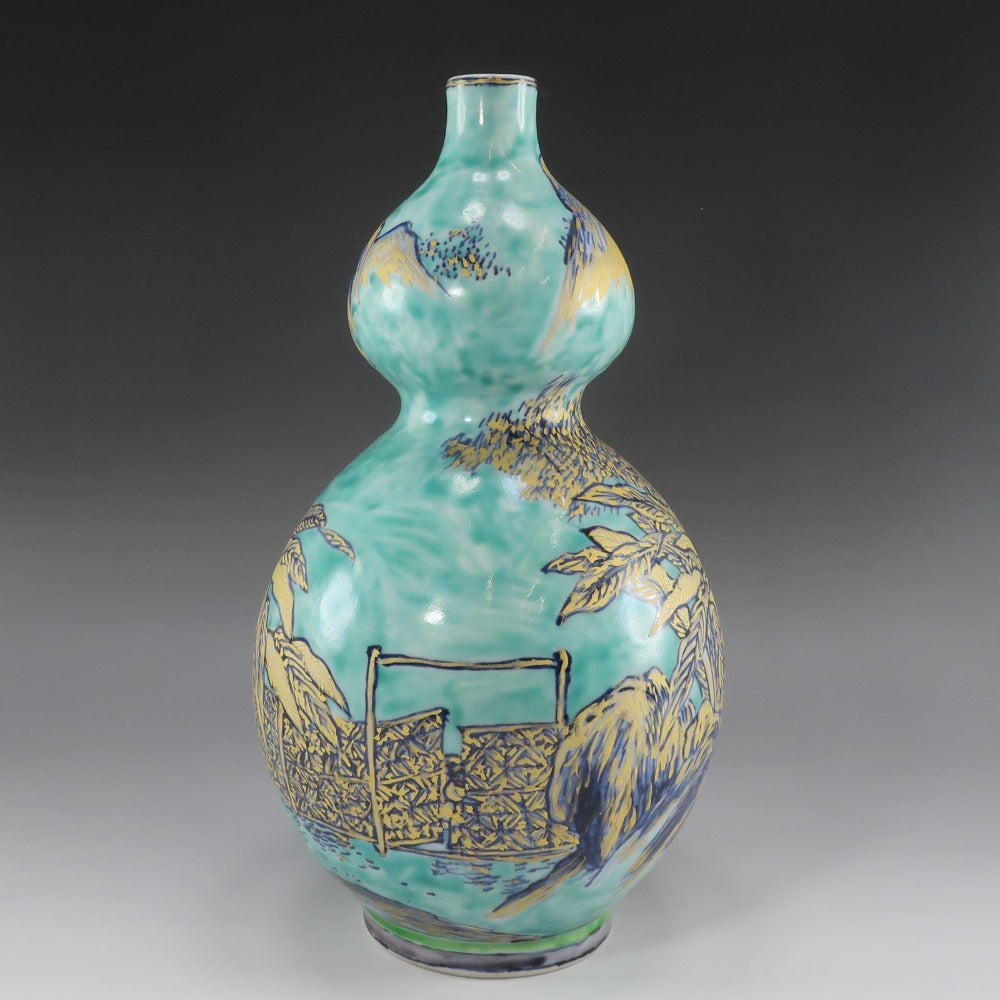 五代 清風与平 緑地金彩山水図瓢花瓶 花瓶 – NISHIKINO VINTAGE KYOTO