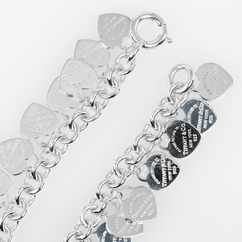 [Tiffany & co.] Tiffany 
 Bracelet Retton Multi Heart Tag 
 Silver 925 Environ 32,4g Retour à Multi Heart Tag Ladies A-Rank