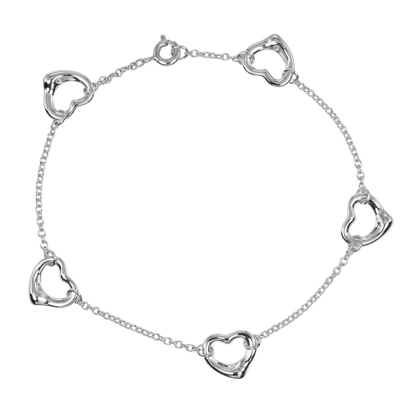 【TIFFANY&Co.】ティファニー
 オープンハート  ブレスレット
 5Pモチーフ シルバー925 約4.3g Open heart レディースAランク