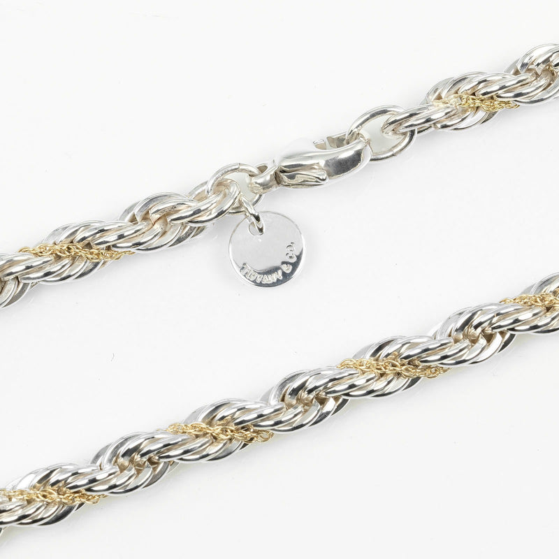 [Tiffany & co.]TIFFANY&Co.
 Collar combinado retorcido 
 Silver de 60 cm 925 ×18KOro amarillo aproximadamente 46.5g giro damas de dos tonos un rango