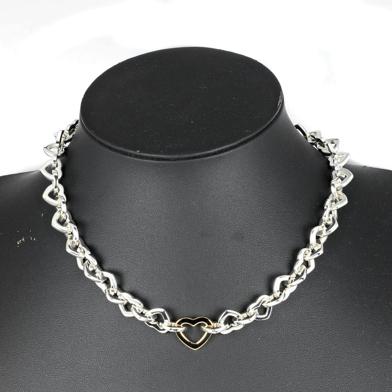 [Tiffany & co.]TIFFANY&Co.
 Heart link Necklace
 Silver 925 ×18KYellow Gold Approximately 73g Heart Link Ladies A Rank