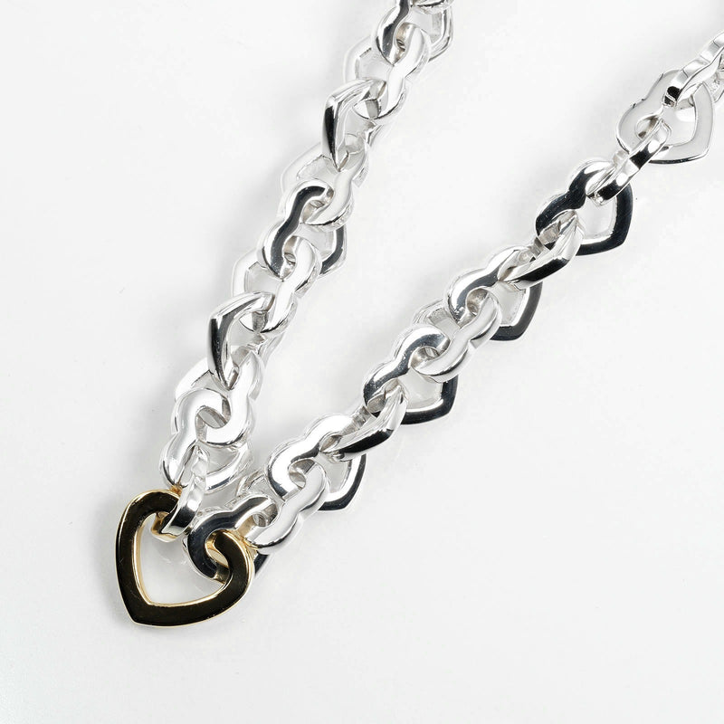 [Tiffany & co.]TIFFANY&Co.
 Collar de enlace cardíaco 
 Silver 925 ×18KOro amarillo aproximadamente 73 g de corazón Link Damas un rango