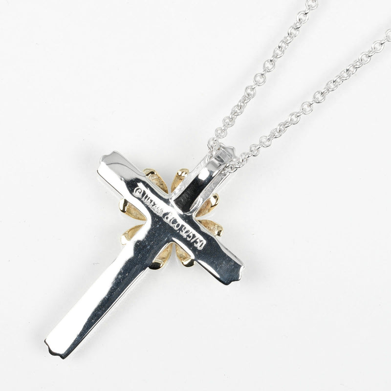 【TIFFANY&Co.】ティファニー
 シグネチャー クロス ネックレス
 シルバー925×K18イエローゴールド 約7.2g Signature cross レディースAランク