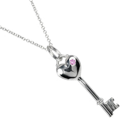 【TIFFANY&Co.】ティファニー
 ハートキー ネックレス
 シルバー925×ピンクサファイア 約3.14g Heart key レディースAランク