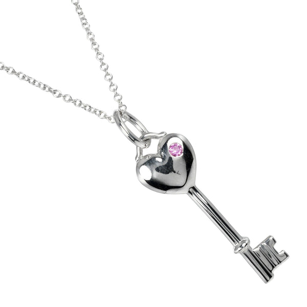 [Tiffany & co.]TIFFANY&Co.
 Heart key Necklace
 Silver 925 ×Raspberry PinkSapphire Approximately 3.14g Heart Key Ladies A Rank