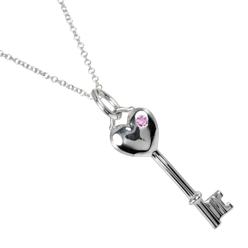 [Tiffany & co.] Tiffany 
 Collier clé du coeur 
 Argent 925 x saphir rose environ 3,14 g de coeur clés dames un rang