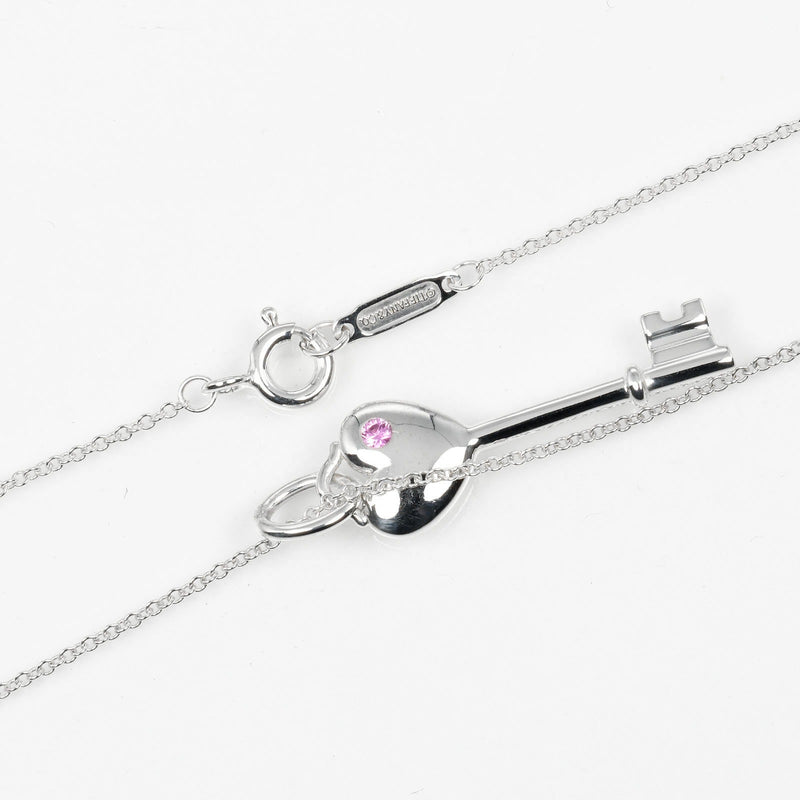 【TIFFANY&Co.】ティファニー
 ハートキー ネックレス
 シルバー925×ピンクサファイア 約3.14g Heart key レディースAランク