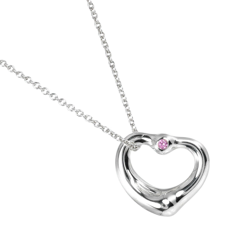 [Tiffany & co.]TIFFANY&Co.
 Open heart Necklace
 Silver 925 ×Raspberry PinkSapphire Approximately 3.5g Open Heart Ladies A Rank