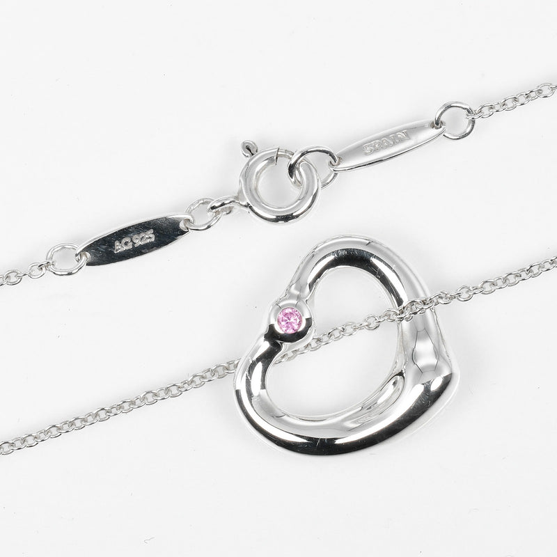 [Tiffany & co.]TIFFANY&Co.
 Open heart Necklace
 Silver 925 ×Raspberry PinkSapphire Approximately 3.5g Open Heart Ladies A Rank