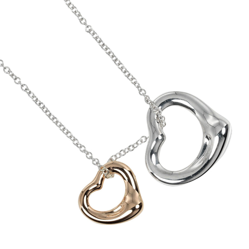 [Tiffany & co.]TIFFANY&Co.
 Double open heart Necklace
 11mm & 16mm Silver 925 ×18KRaspberry PinkGold about 4.4g Double Open Heart Ladies A Rank