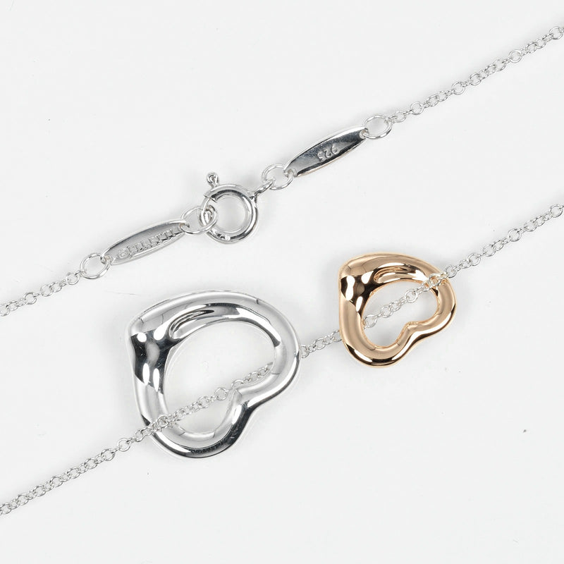 【TIFFANY&Co.】ティファニー
 ダブル オープンハート ネックレス
 11mm&16mm シルバー925×K18ピンクゴールド 約4.4g Double open heart レディースAランク