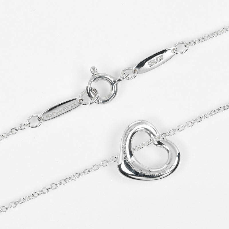 [Tiffany & co.]TIFFANY&Co.
 Open heart Necklace
 11mm Model Silver 925 about 2.1g Open Heart Ladies A Rank