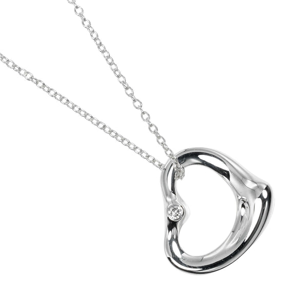 [Tiffany & co.]TIFFANY&Co.
 Open heart Necklace
 Silver 925 × 2P Diamond about 3.1g Open Heart Ladies A Rank