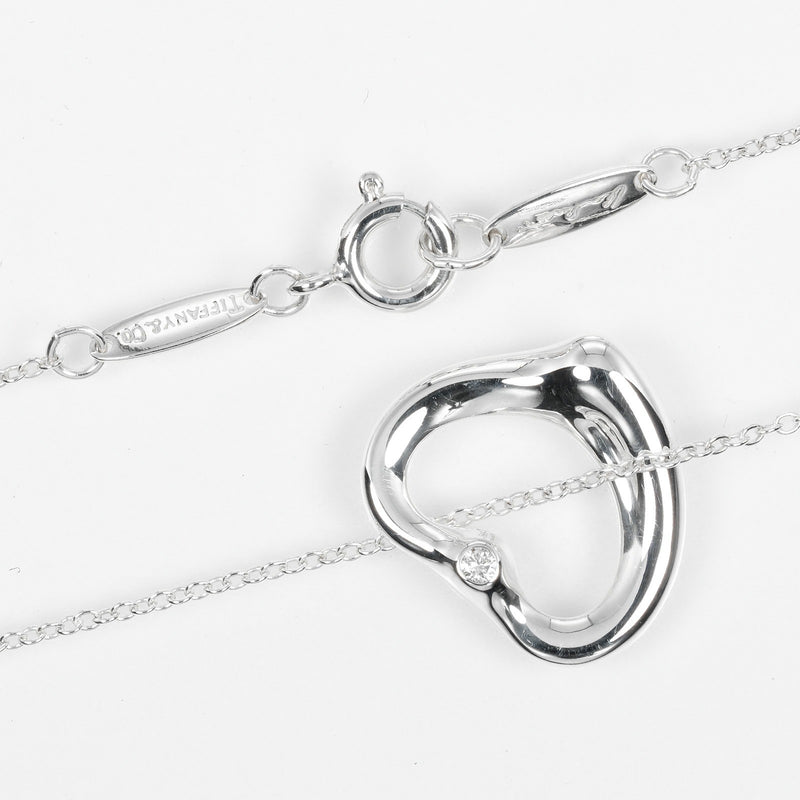 【TIFFANY&Co.】ティファニー
 オープンハート ネックレス
 シルバー925×2P ダイヤモンド 約3.1g Open heart レディースAランク