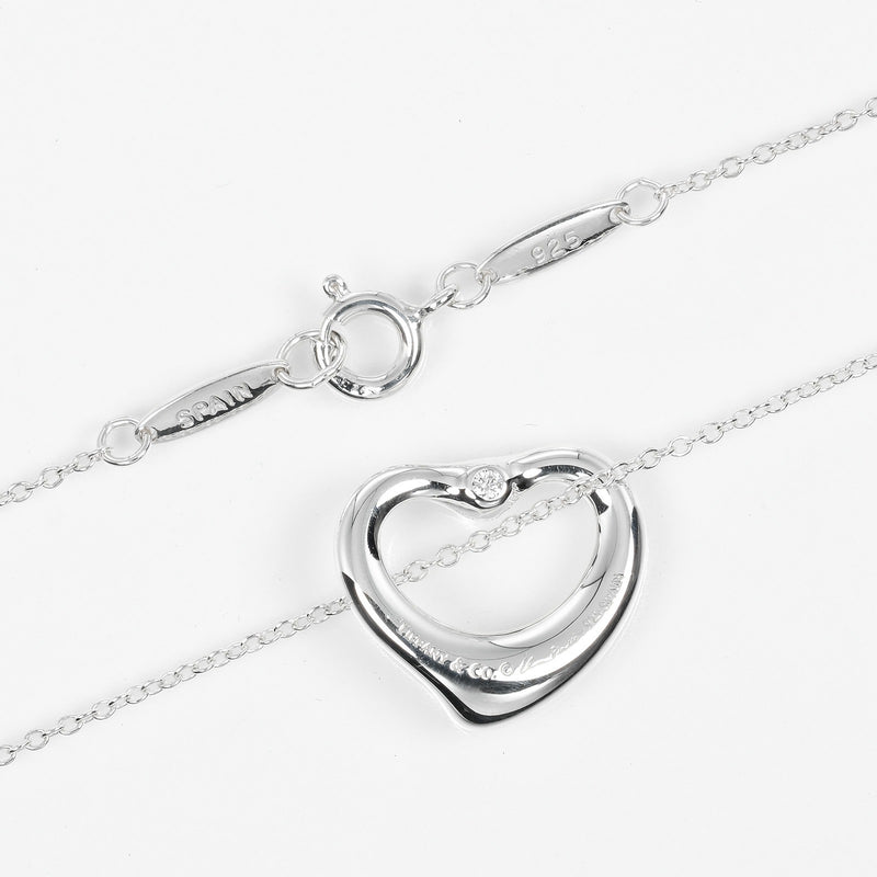 [Tiffany & co.]TIFFANY&Co.
 Open heart Necklace
 Silver 925 × 2P Diamond about 3.1g Open Heart Ladies A Rank