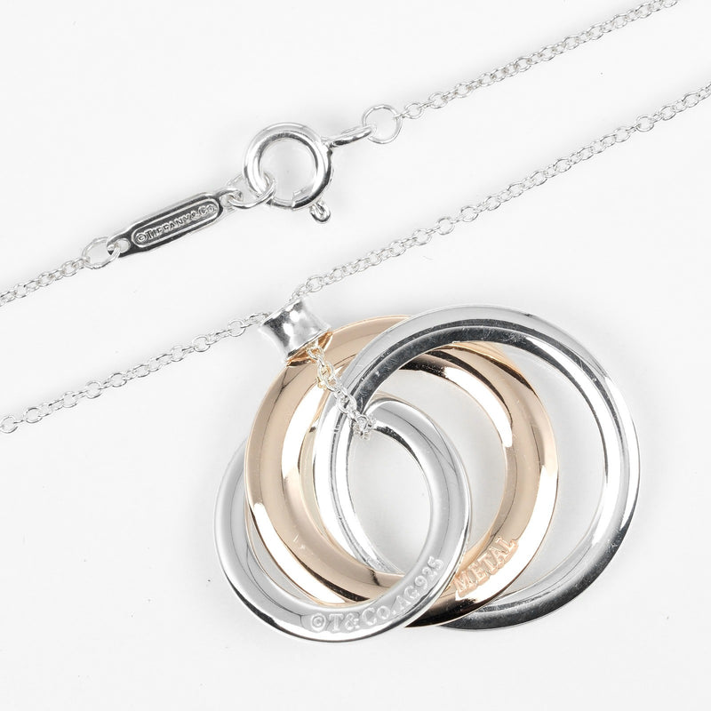 [Tiffany & co.] Tiffany 
 1837 Collier de cercle imbriqué 
 Silver 925 x lved Metal environ 5G 1837 Entrolocking Circle mesdies un rang