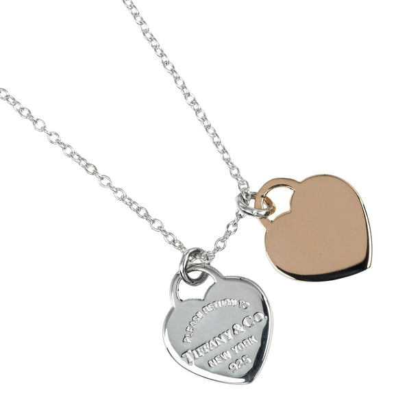 [Tiffany & co.]TIFFANY&Co.
 Retton Double Mini Heart Tag Necklace
 Silver 925 × Lved metal about 2.8g Return to Double Mini Heart Tag Ladies A Rank