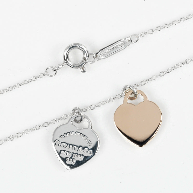 [Tiffany & co.] Tiffany 
 Retton Double Mini Heart Tag Collier 
 Silver 925 × Lved Metal Environ 2,8 g revient à Double Mini Heart Tag mesdies un rang