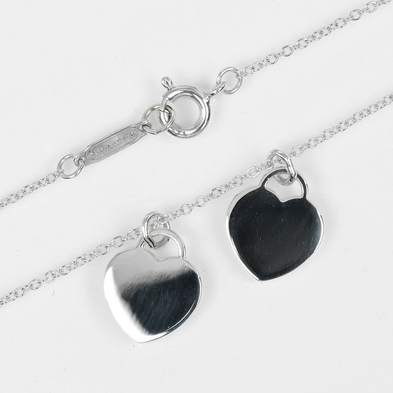 【TIFFANY&Co.】ティファニー
 リターントゥ ダブル ミニハートタグ ネックレス
 シルバー925 約3g Return to double mini heart tag レディースAランク