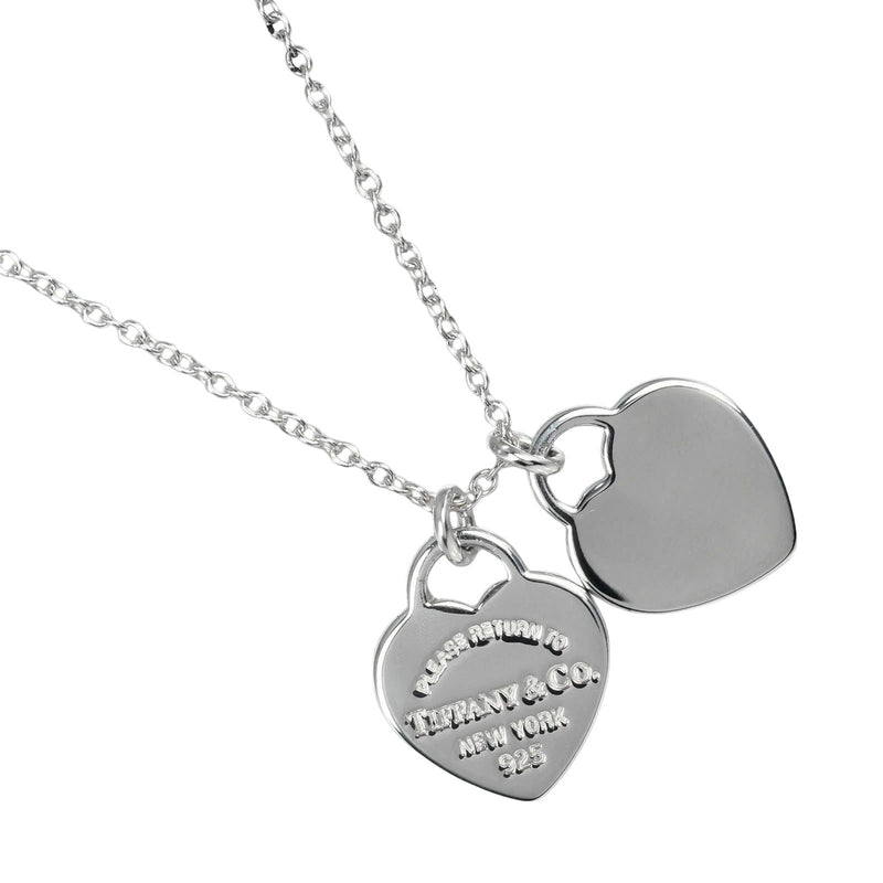 【TIFFANY&Co.】ティファニー
 リターントゥ ダブル ミニハートタグ ネックレス
 シルバー925 約2.9g Return to double mini heart tag レディースAランク